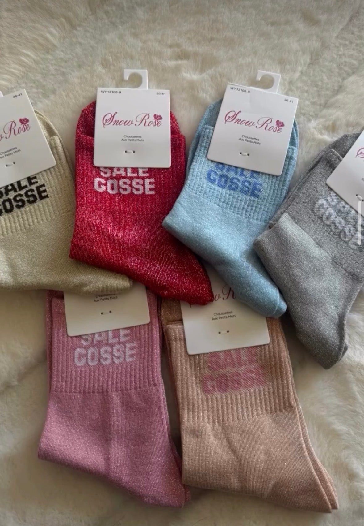 Chaussettes hautes à paillettes sales gosses