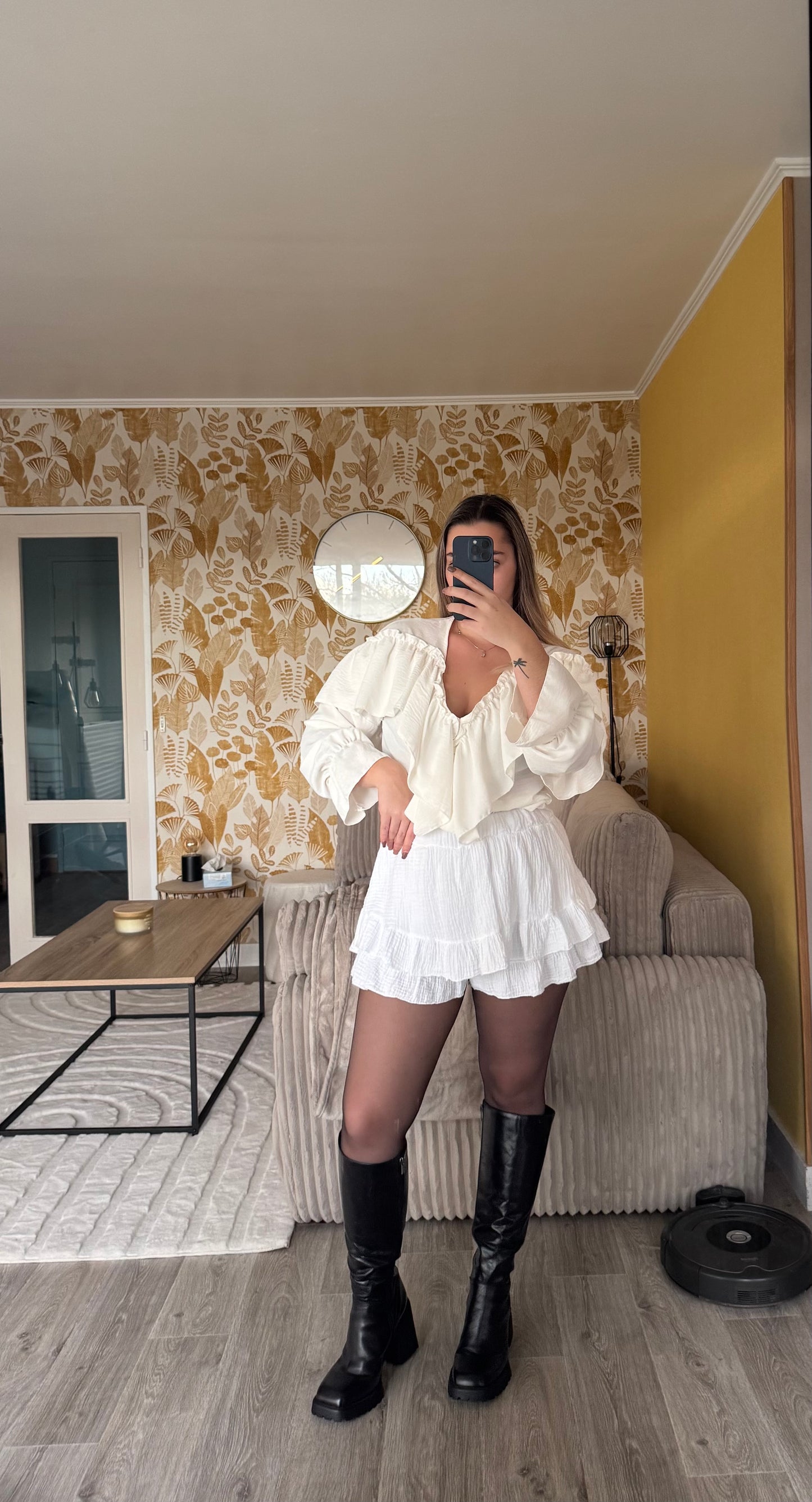 Jupe short Romy beige/blanc/taupe