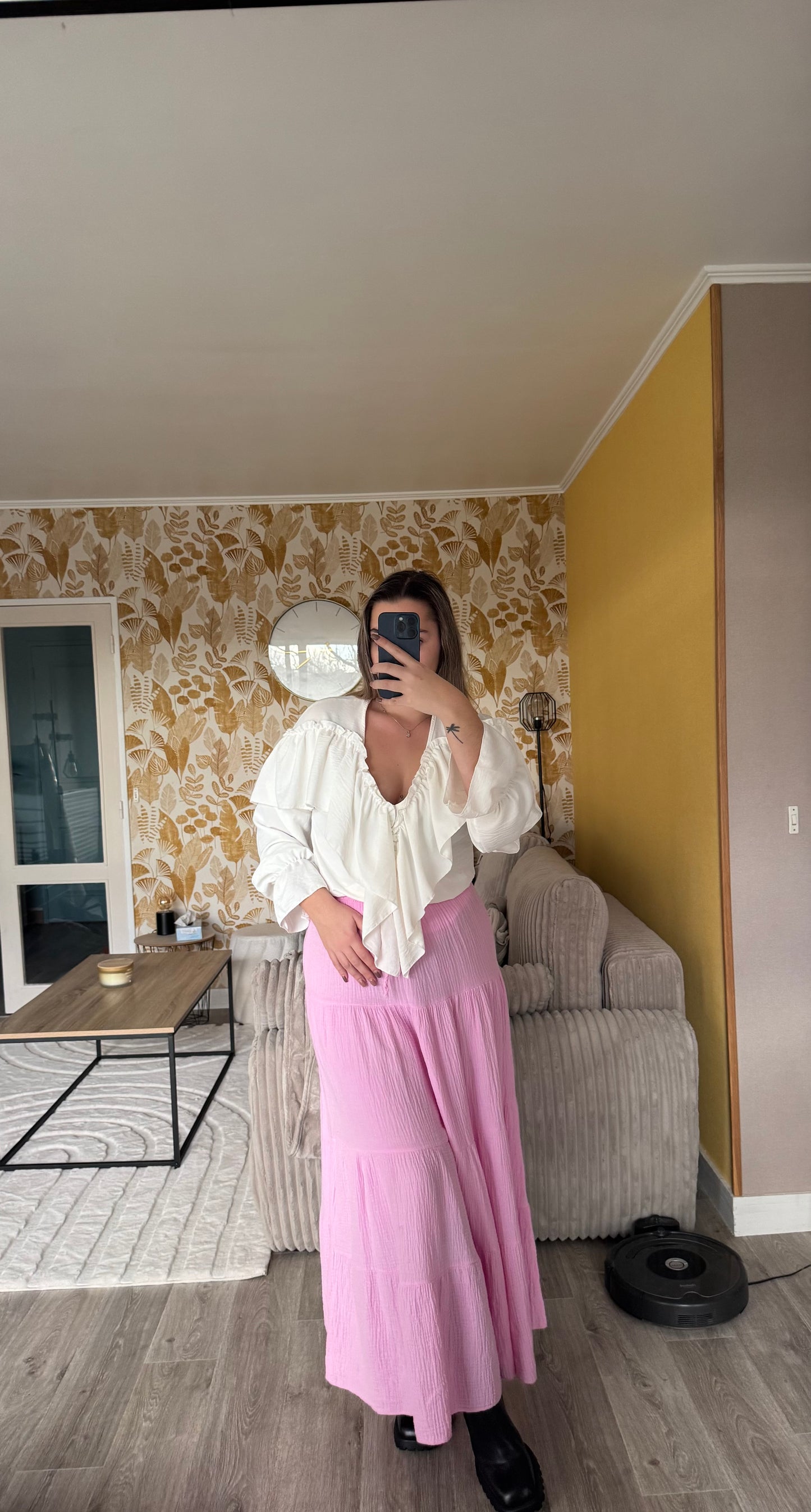 Jupe longue Alyson Noir/Blanc/Beige/Rose