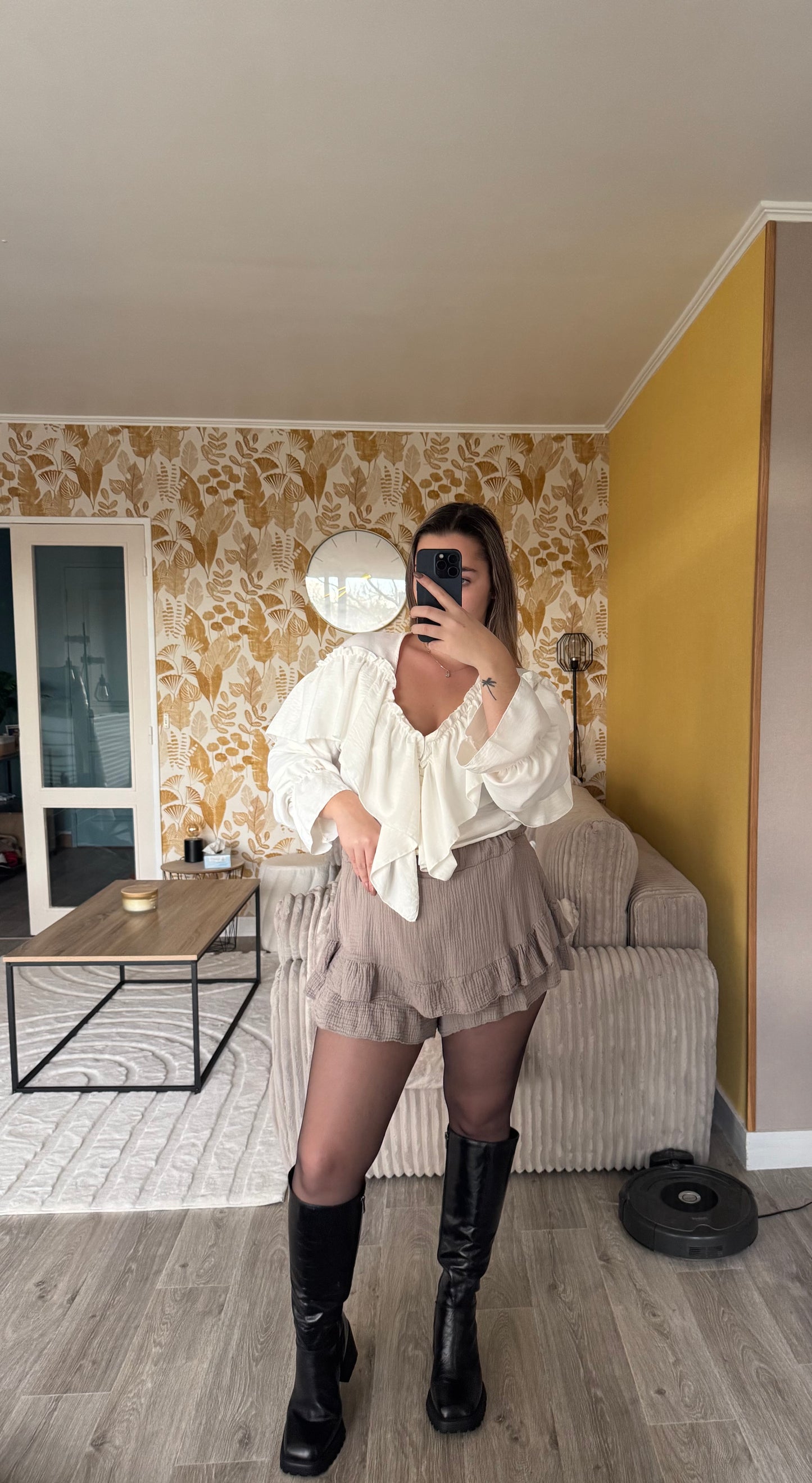 Jupe short Romy beige/blanc/taupe