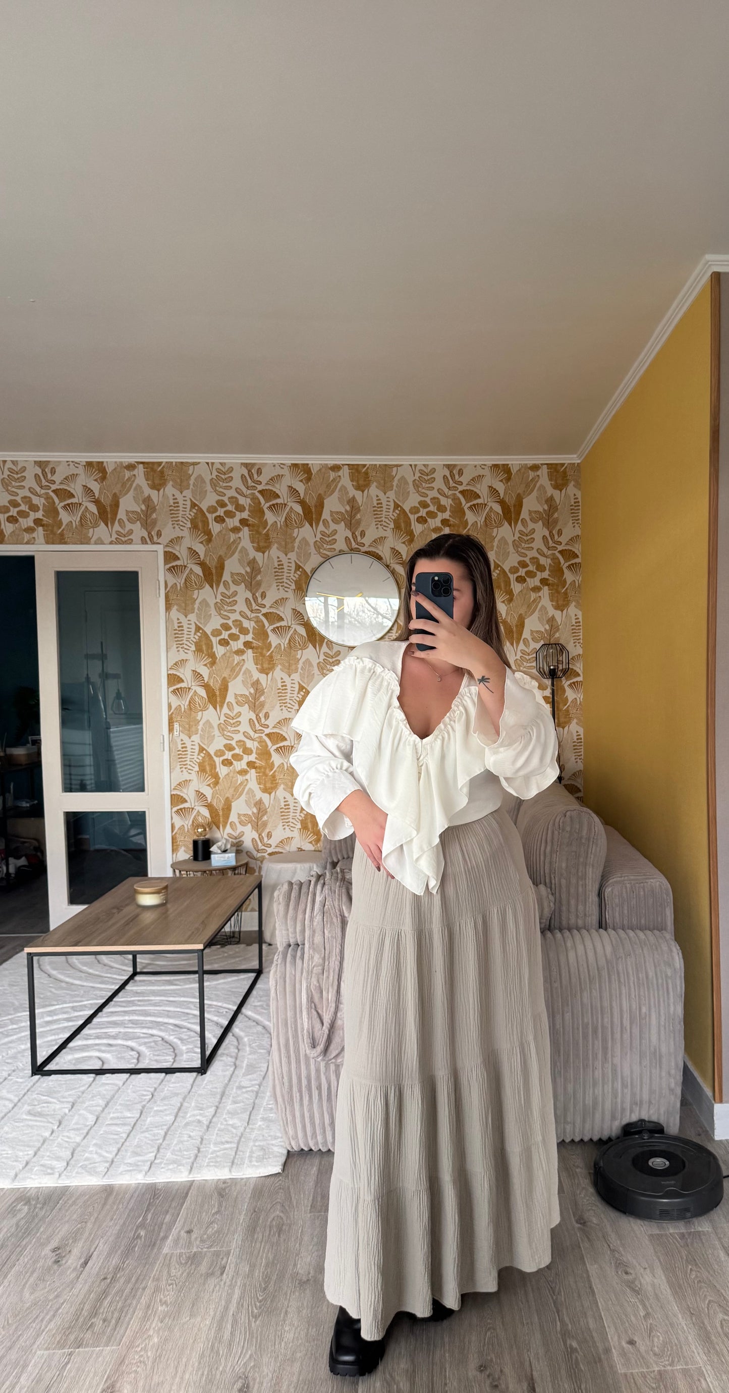 Jupe longue Alyson Noir/Blanc/Beige/Rose