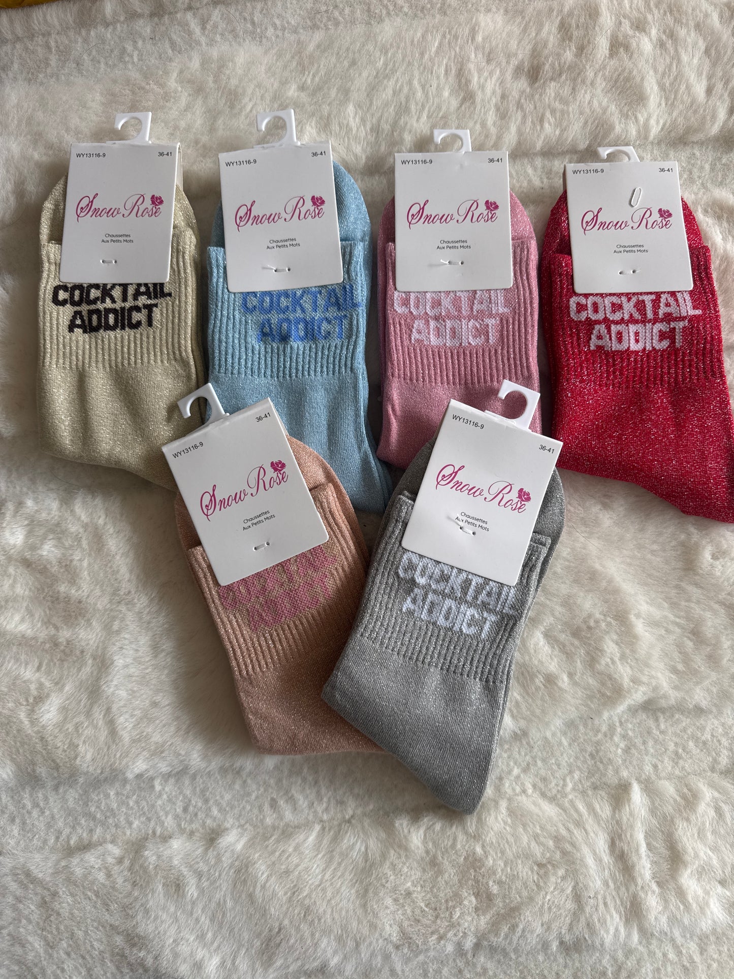 Chaussettes hautes à paillettes cocktail addict