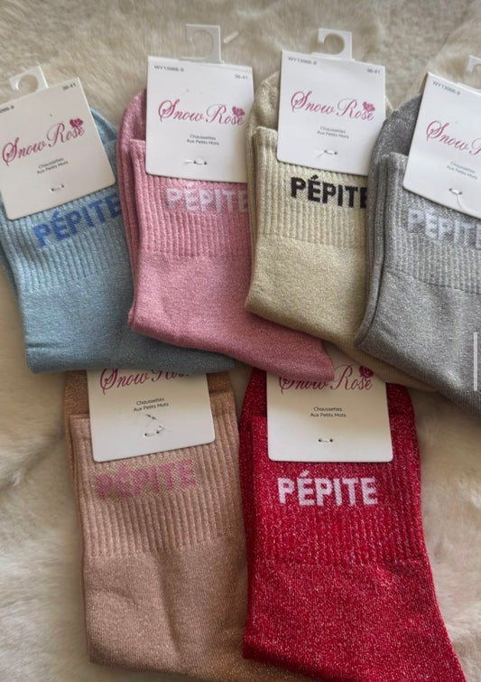 Chaussettes hautes à paillettes pépite