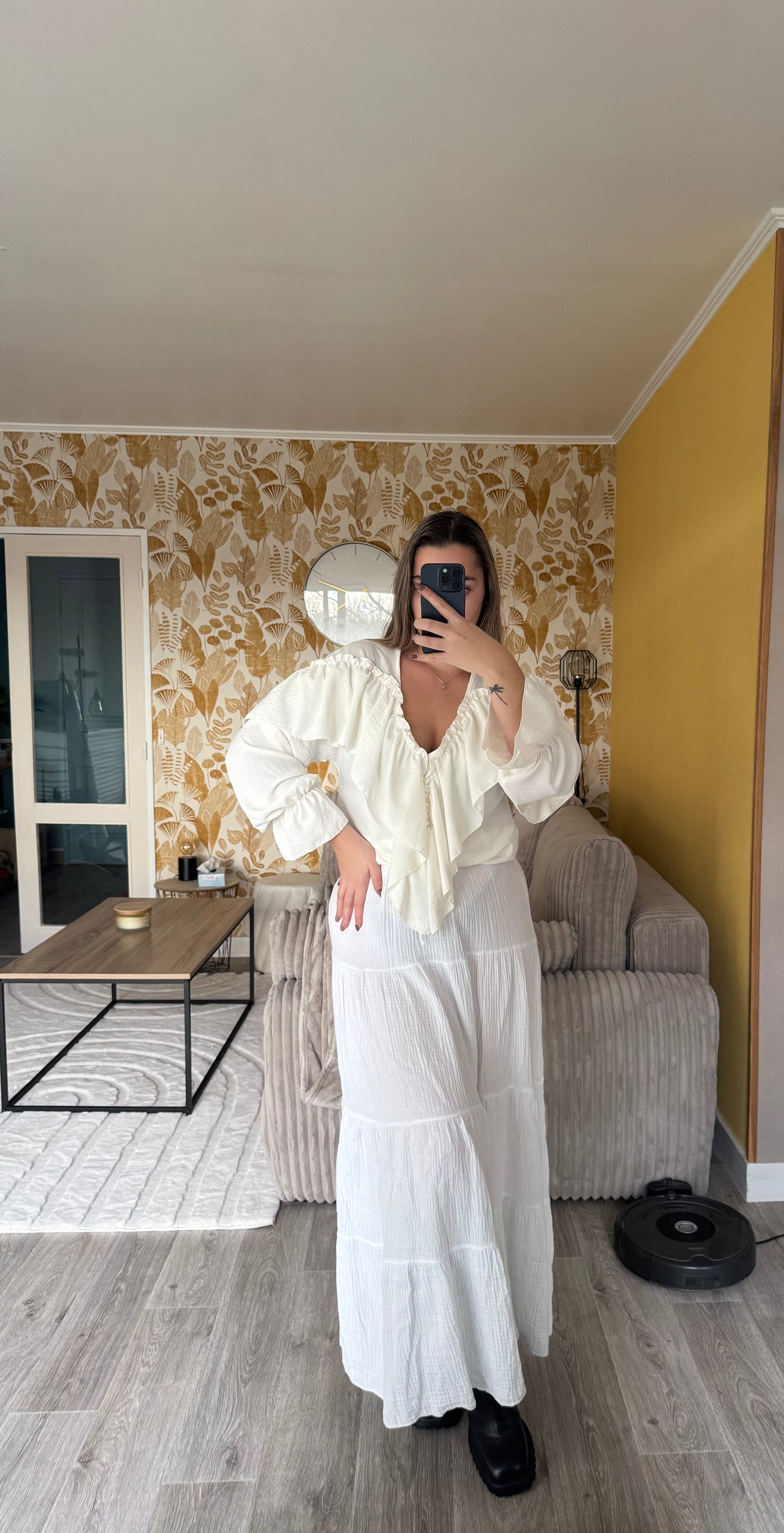 Jupe longue Alyson Noir/Blanc/Beige/Rose