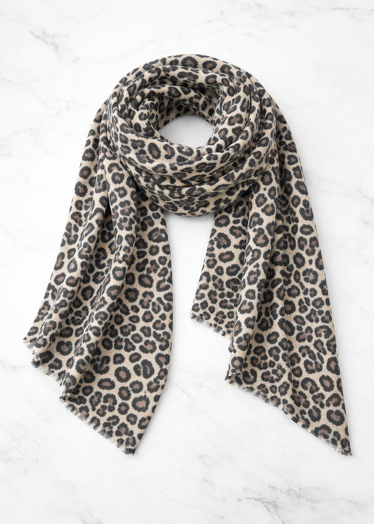 Écharpe léopard beige
