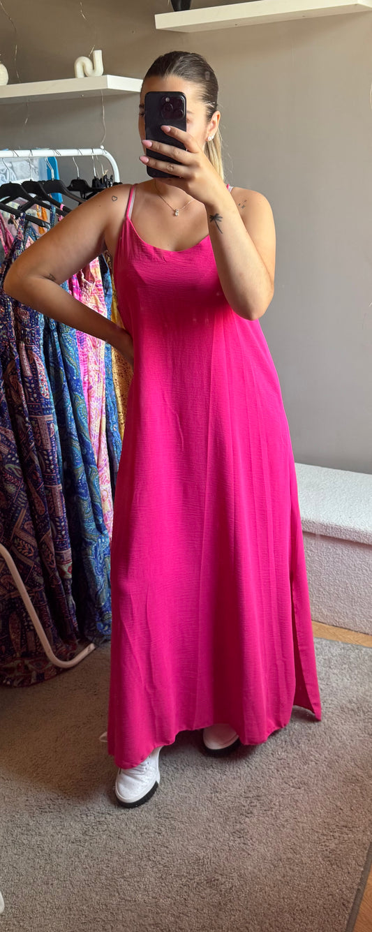 Robe longue Alma rose - Manyliaboutique