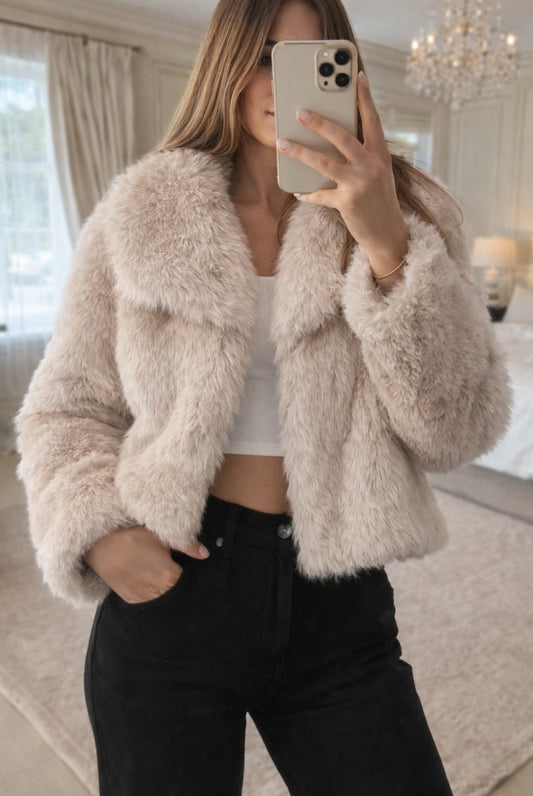 Veste fourrure beige