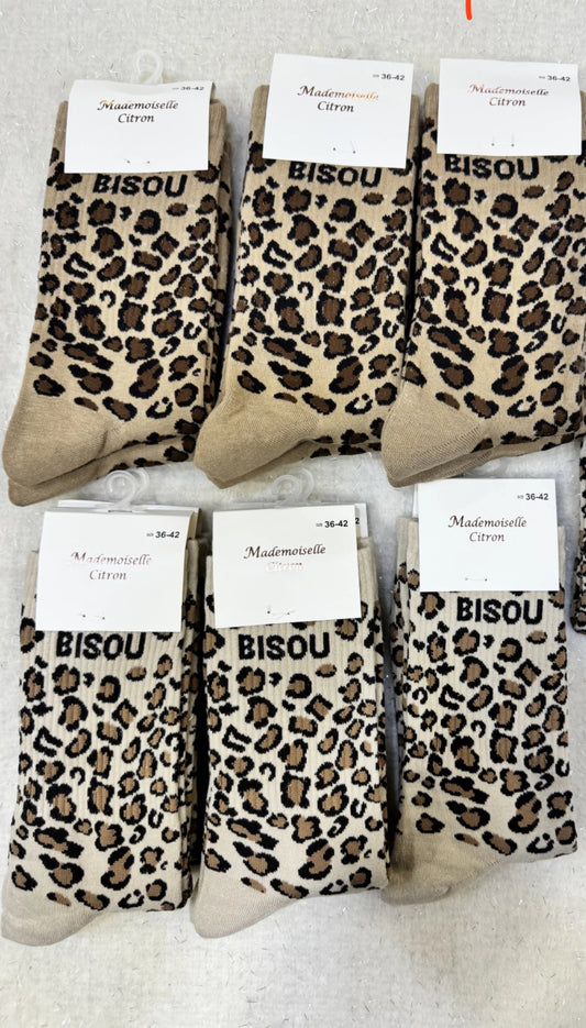 Chaussettes léopard bisous